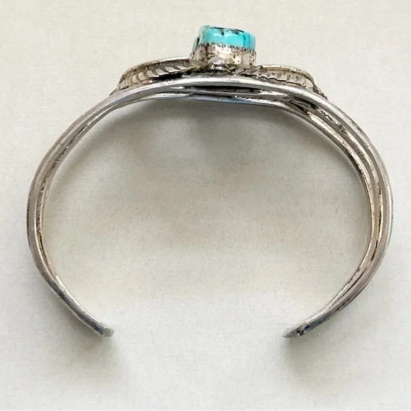 Vintage Jefferson Lee Navajo Turquoise Sterling Silver Cuff Bracelet - Picture 10 of 14